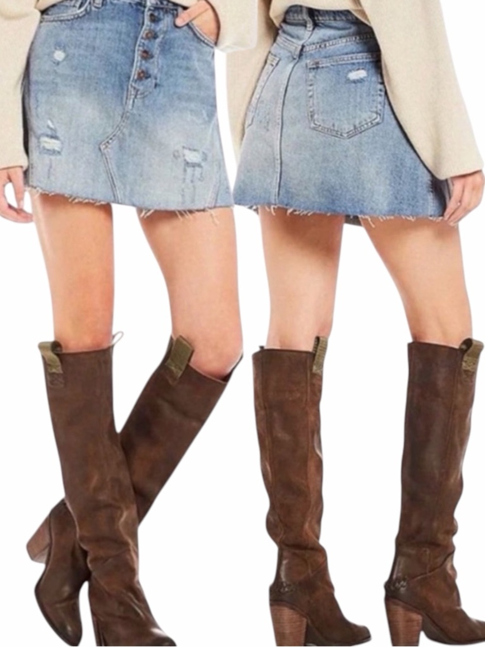 NWOT Free People We The Free Montauk Denim Mini Skirt 29 / 8 Coastal Cowgirl - Picture 2 of 10